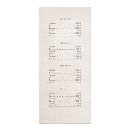 エレガントSilver Sequinsサロン価格表フェイクメニュー ラックカード (裏面)