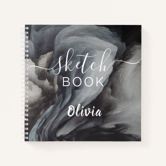 エレガントSketchbook Your Name Script Water color ノートブック (正面)