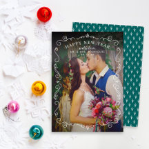 エレガントSkroles Happy New Yearティール（緑がかった色）