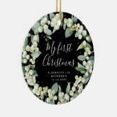 エレガントSnowberryベビーの初めてのクリスマス写真 セラミックオーナメント (右)