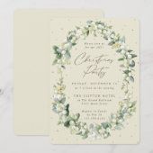 エレガントSnowberry+Eucalyptusフレームクリスマスパーティー 招待状 (正面/裏面)