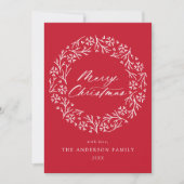 エレガントSnowflakeリースレッド非写真 シーズンカード (正面)