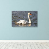 エレガントStanley Park Lagoonでスワンをミュート キャンバスプリント (インサイチュ (ウッドフロア))