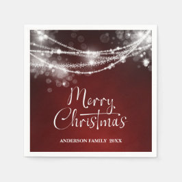 エレガントString Lights Red Christmas スタンダードカクテルナプキン