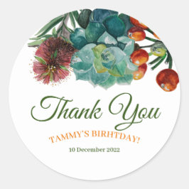 エレガントSucculent Thank You Round Sticker ラウンドシール