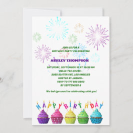 エレガントSweet Cakes Birthdayパーティー 招待状