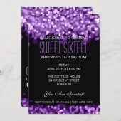 エレガントSweet sixteenきらめくライト紫 招待状 (正面/裏面)