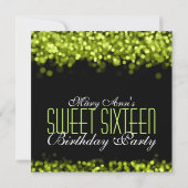 エレガントSweet sixteenきらめくライト緑 招待状 (裏面)