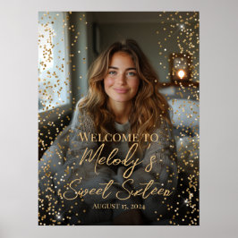 エレガントsweet sixteen誕生日ウェルカムサイン ポスター