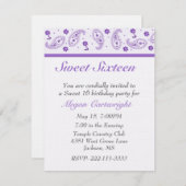 エレガントSweet sixteen誕生日招待状 招待状 (正面/裏面)