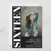 エレガントSweet sixteen16th誕生日パーティーの写真 招待状 (正面)