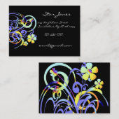 エレガントSwirl名刺 – ブルースと黄 名刺 (正面/裏面)