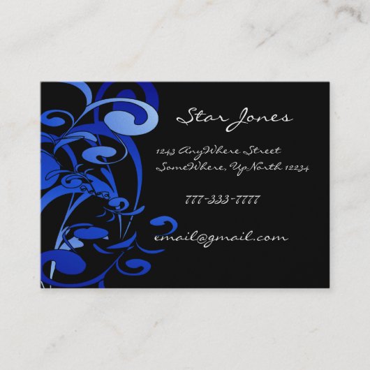 エレガントSwirl Blue名刺 名刺 (正面)