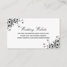 エレガントSwirls Black & Whiteの結婚Webサイト エンクロージャーカード