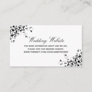 エレガントSwirls Black & Whiteの結婚Webサイト エンクロージャーカード