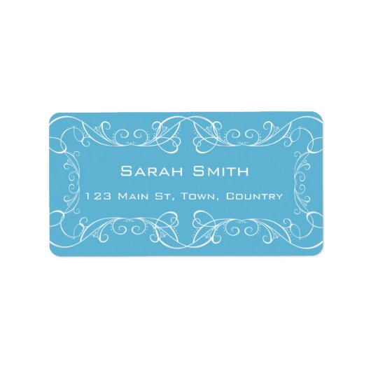 エレガントSwirls BlueのRSVP結婚ラベル ラベル (正面)