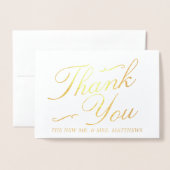 エレガントSwirls Photo's 結婚 Thank You 箔カード (封筒付き正面)