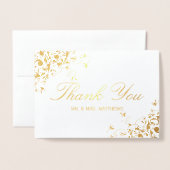 エレガントSwirls Photo's 結婚 Thank You 箔カード (封筒付き正面)