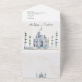 エレガントTaj Mahal Typology水色結婚の オールインワン招待状 (外側)