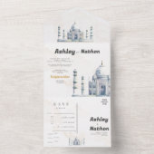 エレガントTaj Mahal Typology水色結婚の オールインワン招待状 (内側)