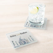 エレガントTaj Mahal Typology Water Color 結婚's ガラスコースター (アングル)