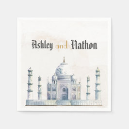 エレガントTaj Mahal Typology Water Color 結婚's スタンダードカクテルナプキン
