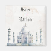 エレガントTaj Mahal Typology Water Color 結婚's マグネット (正面)