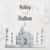 エレガントTaj Mahal Typology Water Color 結婚's ワインラベル (シングルラベル)