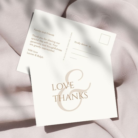 エレガントTaupeとアイボリーNon-Photoありがとう ポストカード