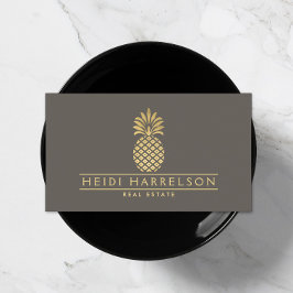 エレガントTaupeのGolden Pineappleロゴ 名刺