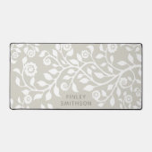 エレガントTaupeフローラ名前の追加かわいらしガーリー デスクマット (正面)