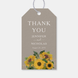 エレガントTaupeフローラ結婚の感謝 ギフトタグ
