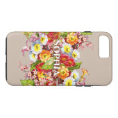 エレガントTaupeヴィンテージ花パーソナライズされた名 Case-Mate iPhoneケース (裏面(横))