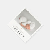 エレガントTaupe宗教十字写真バプテスマ スタンダードカクテルナプキン (角)