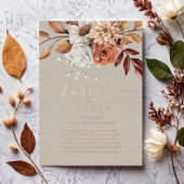 エレガントTaupe秋フローラ感謝祭ディナー金ゴールド 箔招待状