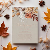 エレガントTaupe秋フローラ感謝祭ディナー金ゴールド 箔招待状