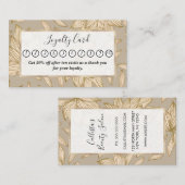 エレガントTaupe金ゴールドグリッターフローララインアート ロイヤリティカード (正面/裏面)