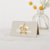 エレガントTaupe金ゴールドスターメリークリスマス プレイスカード (裏面)