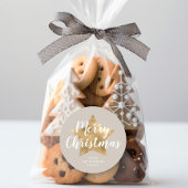 エレガントTaupe Beige金ゴールドフェイクスターメリークリスマス ラウンドシール