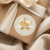 エレガントTaupe Beige金ゴールドフェイクスターメリークリスマス ラウンドシール