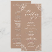 エレガントTaupe Beige Vintageウェディングプログラム プログラム (正面/裏面)