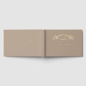 エレガントTaupe botanical crest monogram結婚's ゲストブック (全面)