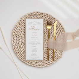 エレガントTaupe botanical crest monogram結婚's メニュー