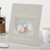 エレガントTaupe Crossバプテスマ歓迎の写真 台座サイン (インサイチュ)