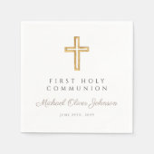 エレガントTaupe Cross宗教First Communion スタンダードカクテルナプキン (正面)