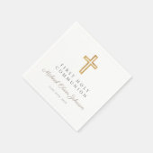エレガントTaupe Cross宗教First Communion スタンダードカクテルナプキン (角)