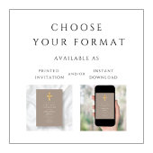 エレガントTaupe Cross Boy First Communion 招待状