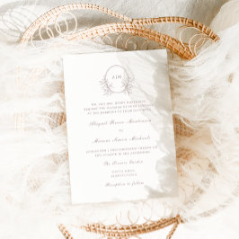 エレガントTaupe Monogram QR Rsvp写真結婚's 招待状