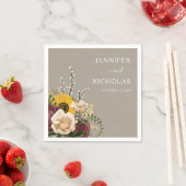エレガントTaupe Sunflowers結婚's スタンダードカクテルナプキン (インサイチュ)
