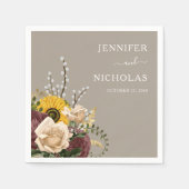 エレガントTaupe Sunflowers結婚's スタンダードカクテルナプキン (正面)